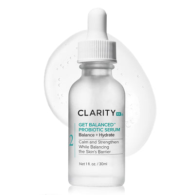 ClarityRx Get Balanced Probiotic Hydrating Face Serum, Natural Plant-Based Skin-Balancing Treatment with Hyaluronic Acid & Antioxidants for Normal & Aging Skin