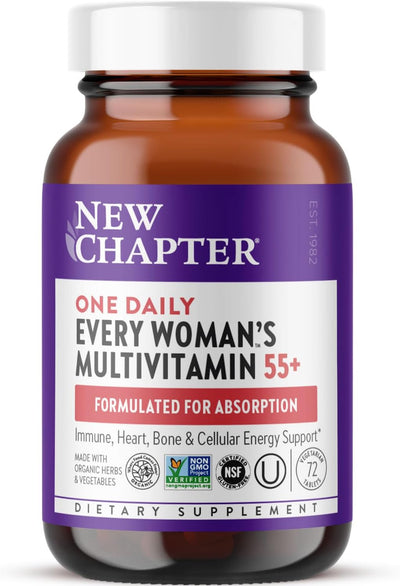 New Chapter Women's Multivitamin 50 plus with Astaxanthin, Fermented Vitamin C, Vitamin D3 & Vitamin B12 - Every Woman's One Daily 55+, Made with Organic Vegetables & Herbs - 72 Tablets