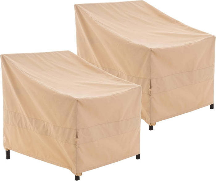 WJ-X3 Patio Chair Cover, Outdoor Lounge Cover, Heavy Duty, Waterproof Lawn Chair Covers, 29W x 30D x 36H, Beige, 2-Pack