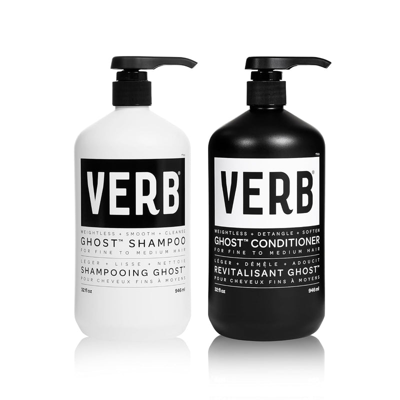VERB Ghost Shampoo & Conditioner Duo Set - Infused with Moringa Oil -Cleanses + Moisturizes Fine and Weighed Down Hair - Vegan, No Parabens or Harmful Sulfates
