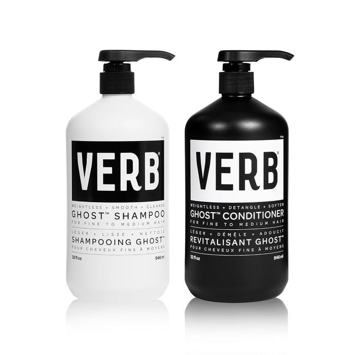VERB Ghost Shampoo & Conditioner Duo Set - Infused with Moringa Oil -Cleanses + Moisturizes Fine and Weighed Down Hair - Vegan, No Parabens or Harmful Sulfates