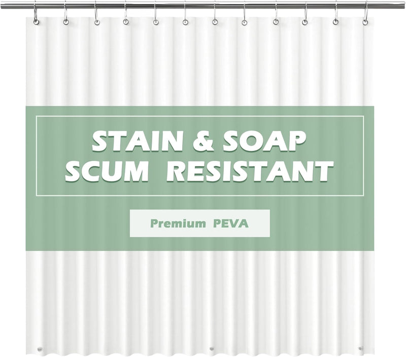 EHZNZIE Clear Shower Curtain Liner Light Weight PEVA, Shower Liner 72x72 Inches, Waterproof, No Chemical Smell with 12 Rust Proof Metal Grommets Holes for Bathroom Shower Curtain