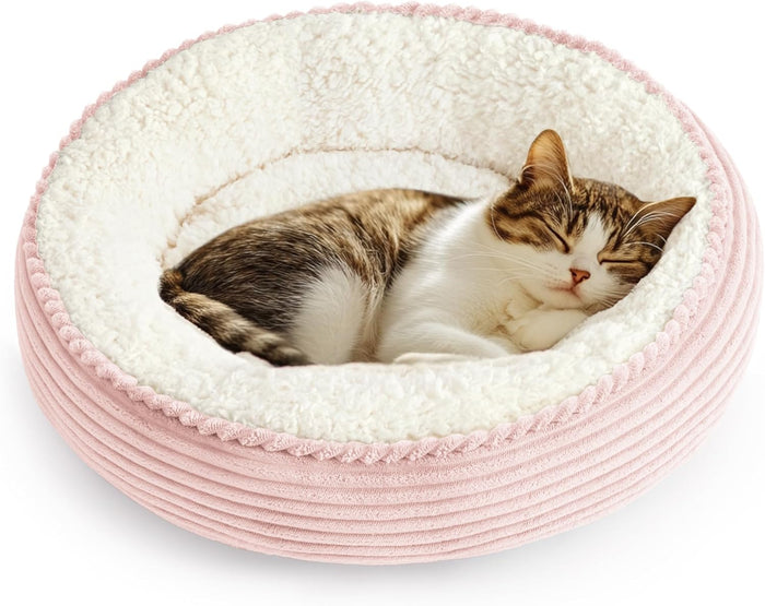 Love's cabin Round Donut Cat and Dog Cushion Bed, 20in Bed for Cats or Small Dogs, Anti-Slip & Water-Resistant Bottom, Super Soft Durable Fabric Pet Beds, Washable Luxury Cat & Dog Bed Gray