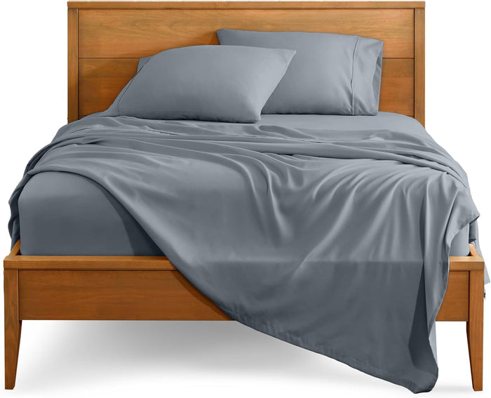 Bare Home Queen Sheet Set - Luxury 1800 Ultra-Soft Microfiber - Double Brushed - Deep Pockets - Easy Fit - 4 Piece Set - Bedding Sheets & Pillowcases (Queen, Cloud Grey)