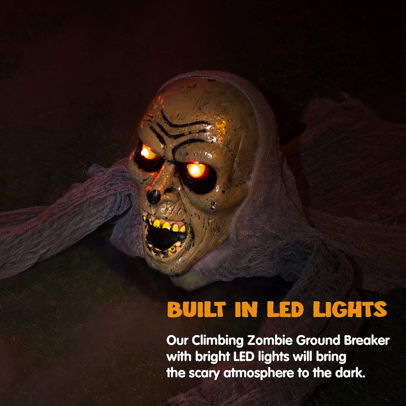 JOYIN Zombie Halloween Decoration Outdoor Groundbreaker with Sound and Flashing Eyes, Scary Halloween Graveyard Decor for Yard Garden, Outside Lawn Haunted House Prop