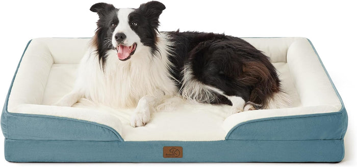 Bedsure Orthopedic Dog Bed Medium Size Dogs - Washable Small Medium Dog Cat Bed Waterproof, Comfort Cats Couch Sofa with Washable Removable Cover, Pets Bed with Nonskid Bottom, Grey, 28"
