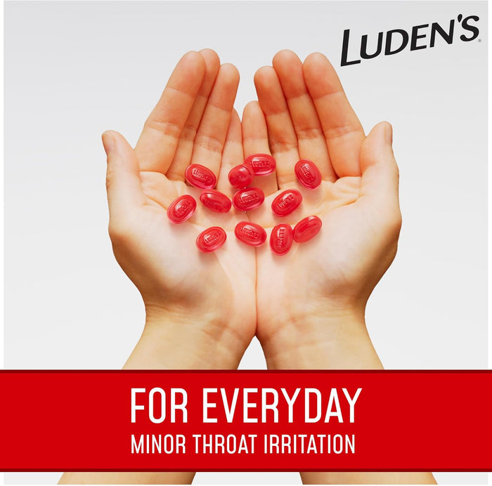 Luden's Sore Throat Relief Lozenges for Minor Everyday Irritation & Dry Mouth, Wild Cherry Flavored Drops, 30 Count