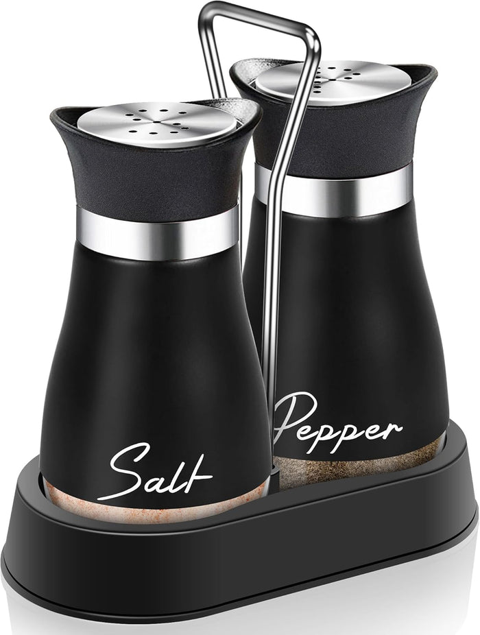Pink Salt and Pepper Shakers Set with Holder,4 oz Kitchen Decor and Accessories Home Essentials Cute Household Items for Mother's Day Housewarming Gift Refillable Design (Pink)