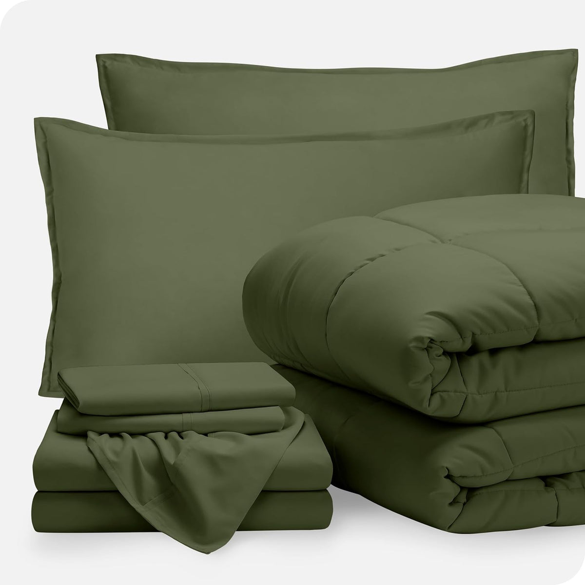 Bare Home Bed-in-A-Bag 5 Piece Comforter & Sheet Set - Twin XL - Goose Down Alternative - Ultra-Soft 1800 Premium Bedding Set (Twin XL, Grey/Grey)