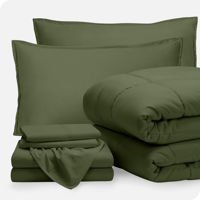 Bare Home Bed-in-A-Bag 5 Piece Comforter & Sheet Set - Twin XL - Goose Down Alternative - Ultra-Soft 1800 Premium Bedding Set (Twin XL, Grey/Grey)