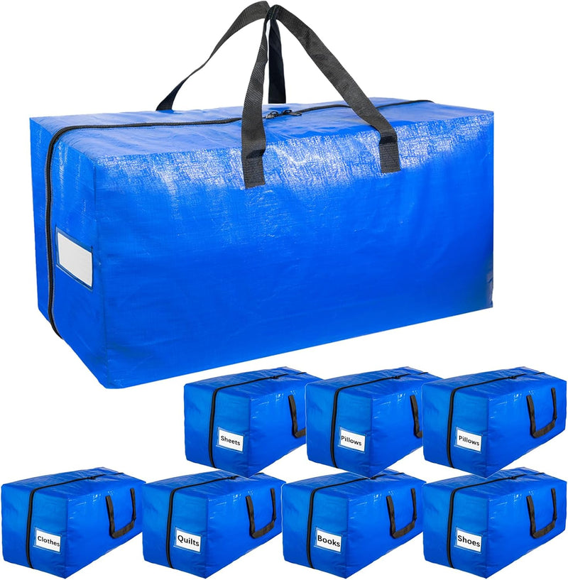 Extra Large Moving Bags with Strong Handles, 6 Pack Heavy Duty Storage Bags with Smooth Zipper, Oversized Storage Tote for Clothes Moving Supplies Dorm Essentials Household Containers