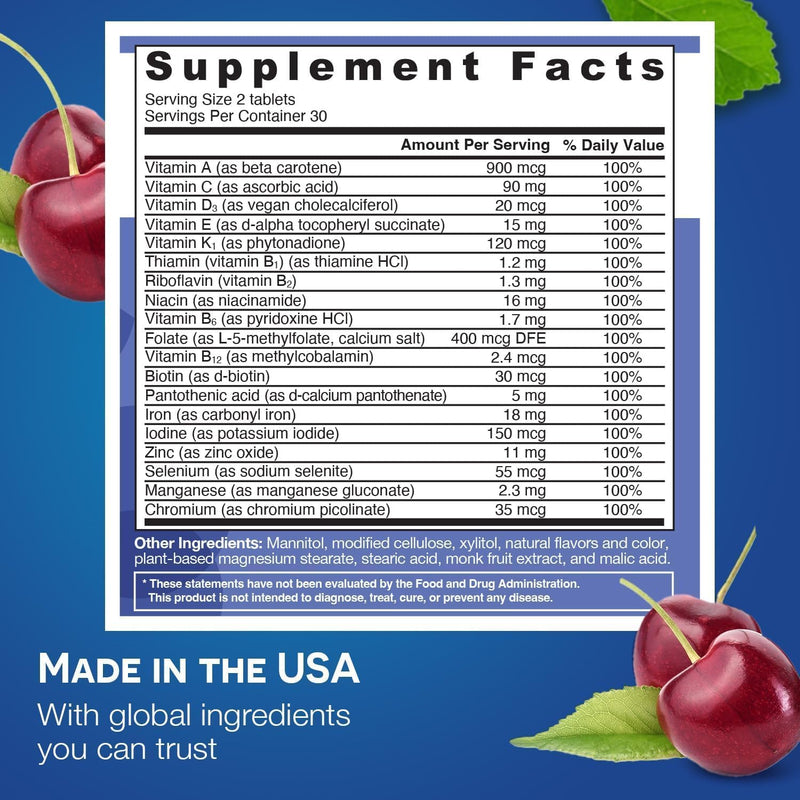 EZ Melts Dissolvable Multivitamin with Iron for Women and Men, Sugar-Free, 1-Month Supply - 1 Pack