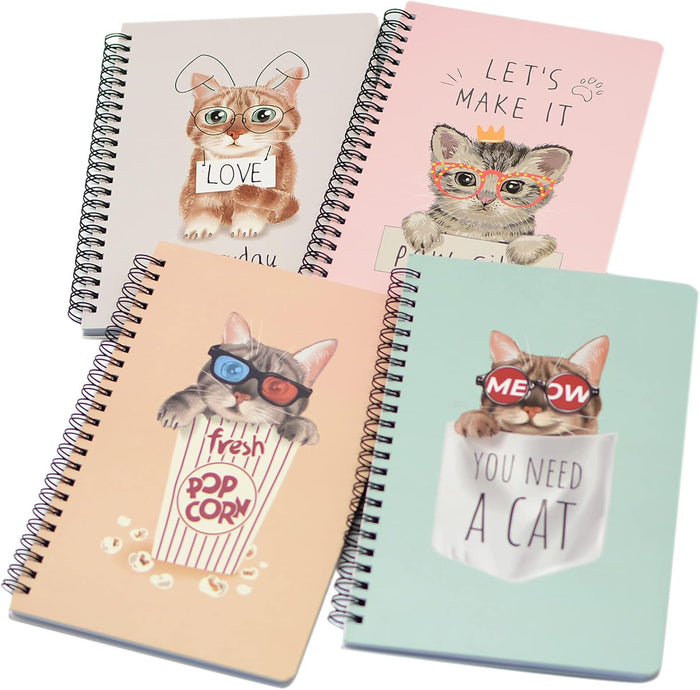 Yansanido Spiral Notebook, 4 Pcs A5 Thick Tree Design Hardcover 8mm Ruled 4 Color 80 Sheets -160 Pages Journals for Study and Notes (Tree)