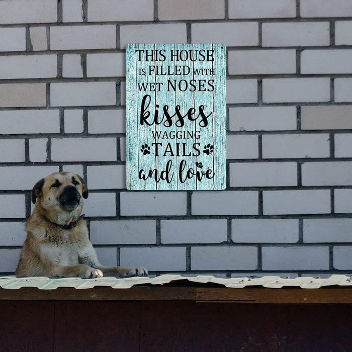Funny Dog House Rules Tin Sign Dog Room Wall Decor Dogs Welcome Home Signs This House Is Filled With Kisses Wagging Tails Wet Noses Metal Sign 8x12 Inch