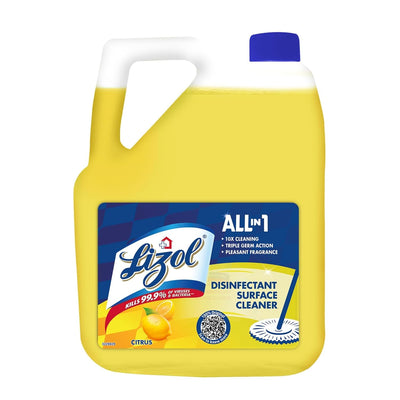 Lizol Disinfectant Surface & Floor Cleaner Liquid, Citrus - 5 Litre | Suitable for All Floor Cleaner Mops | Kills 99.9% Germs| India's #1 Floor Cleaner
