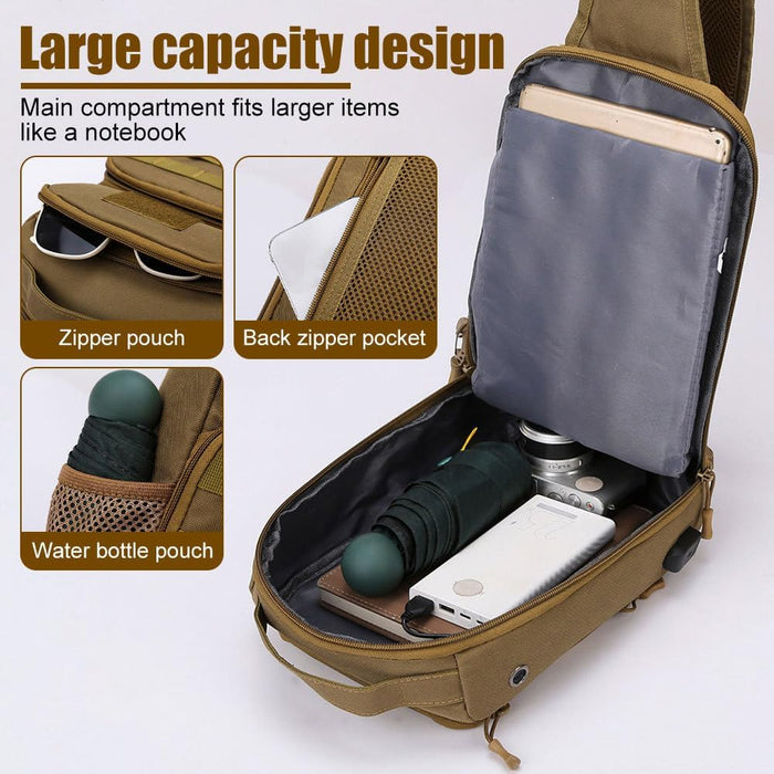 Tactical Sling Bag, Portable Molle Chest Pack Military Large Capacity Sling Backpack with 3 Carrying Methods for Outdoor Sports Travel Climbing