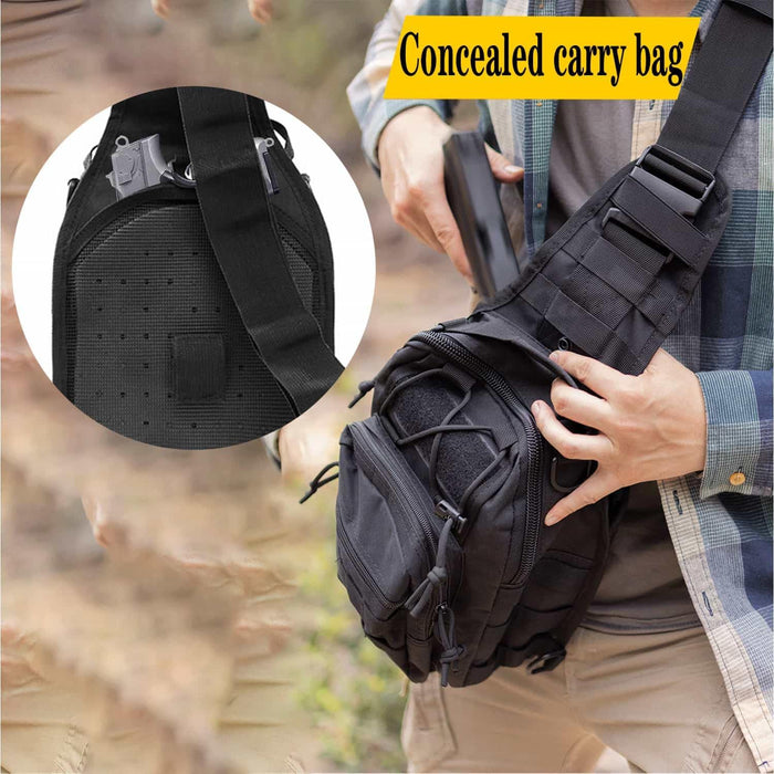 Tactical Sling Bag for Men，Tactical Shoulder Bag，Small Tactical Bag for Men (Khaki)