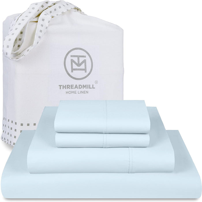Threadmill Luxury 800 Thread Count King 100% Cotton Sheets - Hotel White Sateen Weave Bed-Sheets, Better Than Egyptian Cotton, 4 Pc Solid Soft Bed Set, Fits 16" Deep Pocket