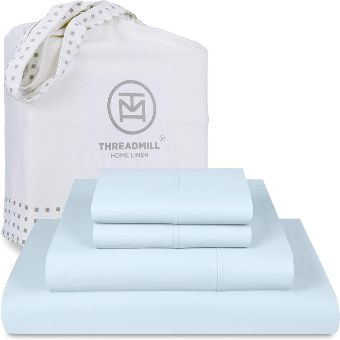 Threadmill Luxury 800 Thread Count Full Size 100% Cotton Sheets - Dark Grey Sateen Weave Bed-Sheets, Better Than Egyptian Cotton, 4 Pc Solid Bedding Set, Fits 16" Deep Pocket