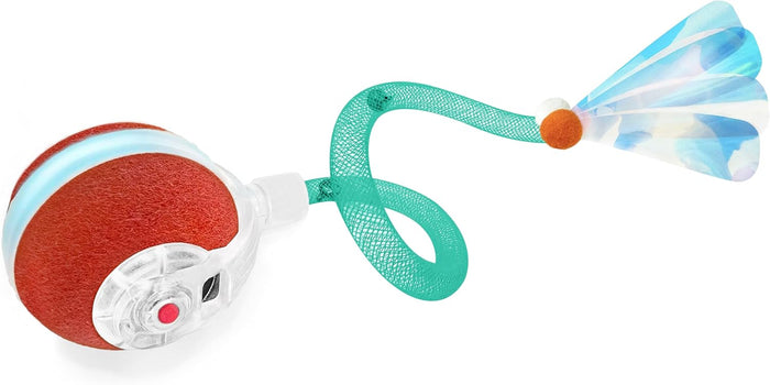 Interactive Cat Toys for Indoor Cats,The 3rd Generation Agile Moving Cat Ball with Elastic Mesh Tail,Automatic Kitten Toys for Bored Indoor Adult Cats,Motion Activated (Orange)