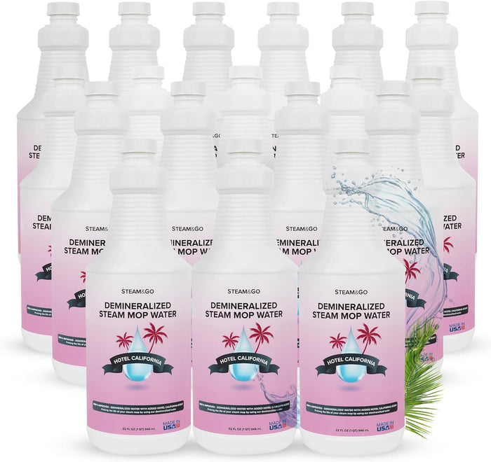 Steam & Go Deminerilized Water - Multi-Surface Cleaner for Steam Cleaners, Hardwood Floors, Kitchens, & Bathrooms - Germ-Killing Formula - Hotel California Scent - 32 Ounces (Pack of 1)
