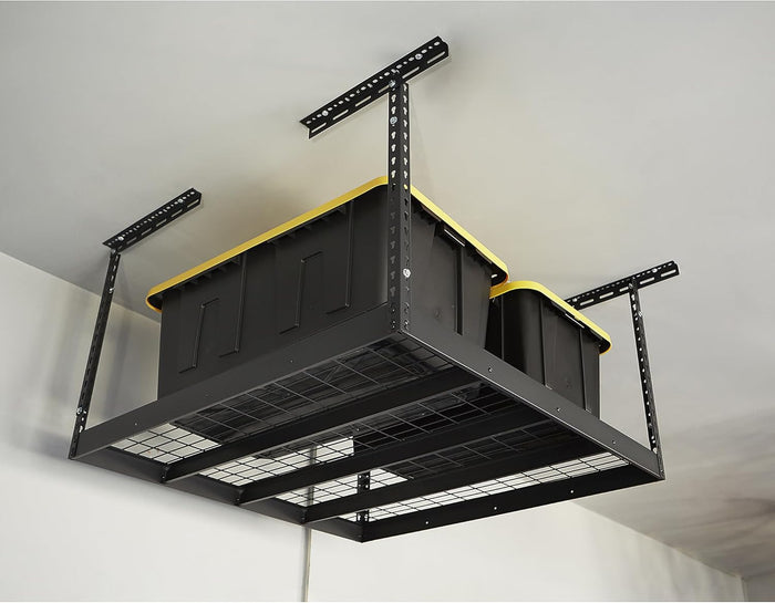 Klutch Overhead Garage Storage Rack — Adjustable Height, 48in.L x 48in.D x 23–37in.H