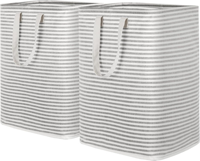 Lifewit 2 Pack Laundry Hamper Large Collapsible Laundry Baskets, Freestanding Waterproof Clothes Hamper with Easy Carry Handles in Laundry Room Bedroom Bathroom College Dorm for Adults, Grey, 2 x 80L
