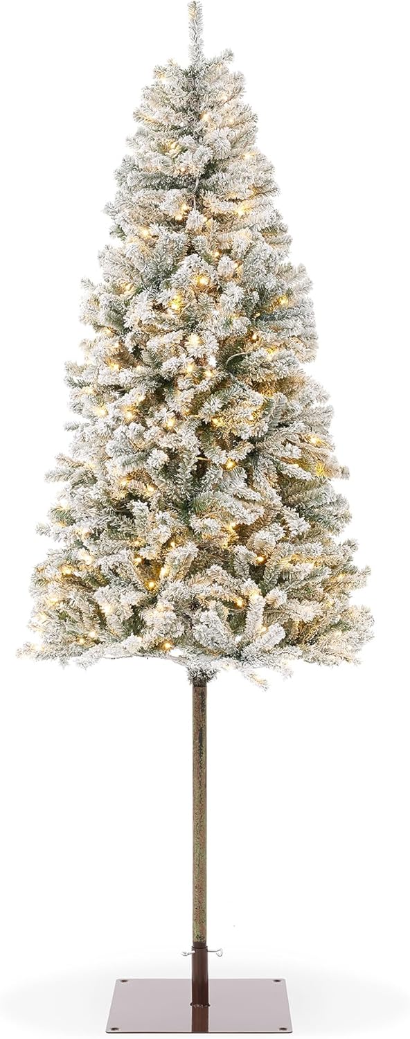 Casafield 6.5FT Pre-Lit Realistic Pencil Alpine Fir Artificial Holiday Christmas Tree with LED Lights and Metal Stand