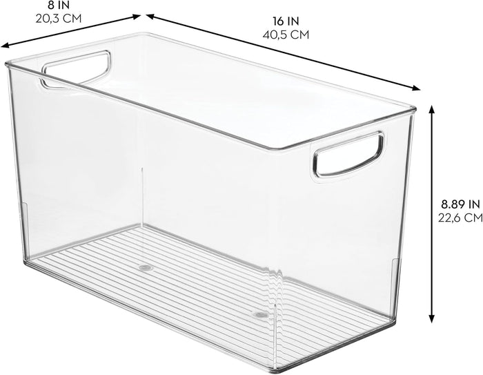 iDesign Plastic Storage Bin with Handles for Household Storage - Set of 2 - Clear - Made in USA