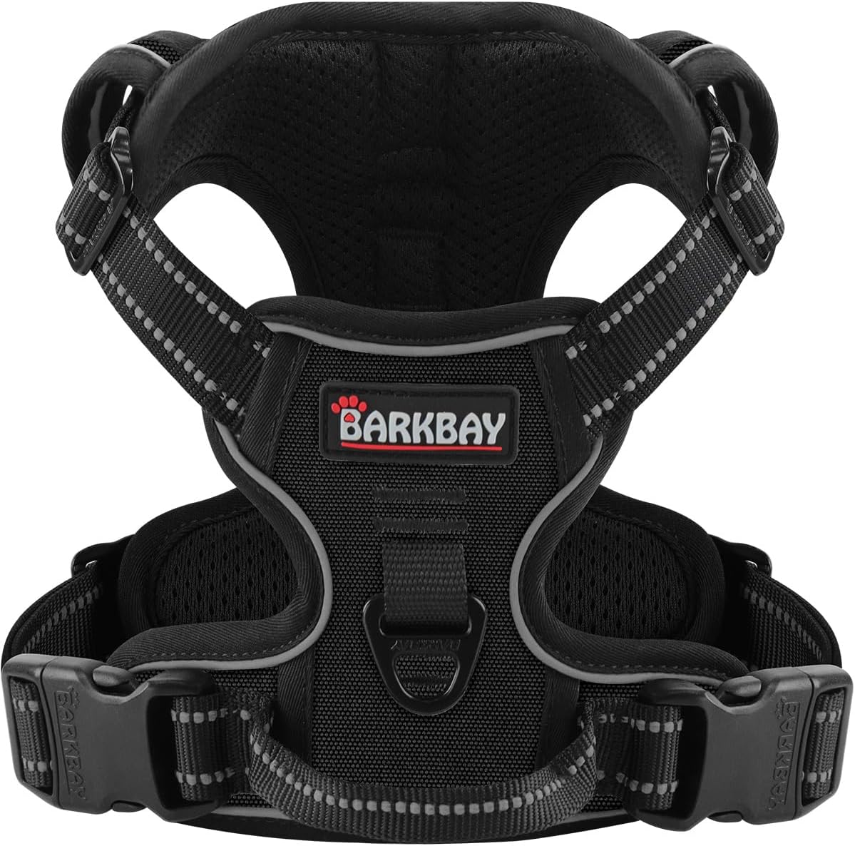 BARKBAY No Pull Pet Harness Dog Harness Adjustable Outdoor Pet Vest 3M Reflective Oxford Material Vest for PINK Dogs Easy Control for Small Medium Large Dogs (L)