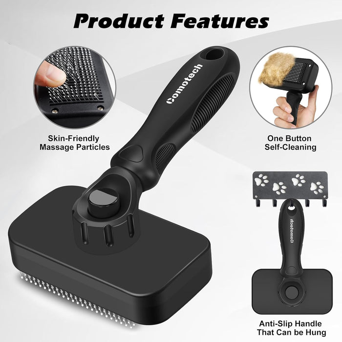 Comotech 3PCS Cat Grooming Supplies,Cat Brush & Nail Clipper/Trimmer & Flea Comb for Shedding Indoor Cats Dogs and Small Animals - Meet All Your Pet's Daily Grooming Needs - All in One Set (Black)