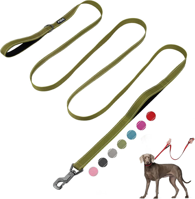 Fida 4 FT Heavy Duty Dog Leash with 2 Comfortable Padded Handles, Traffic Handle & Advanced Easy Snap Hook, Reflective Walking Lead for Large, Medium & Small Breed Dogs, Blue