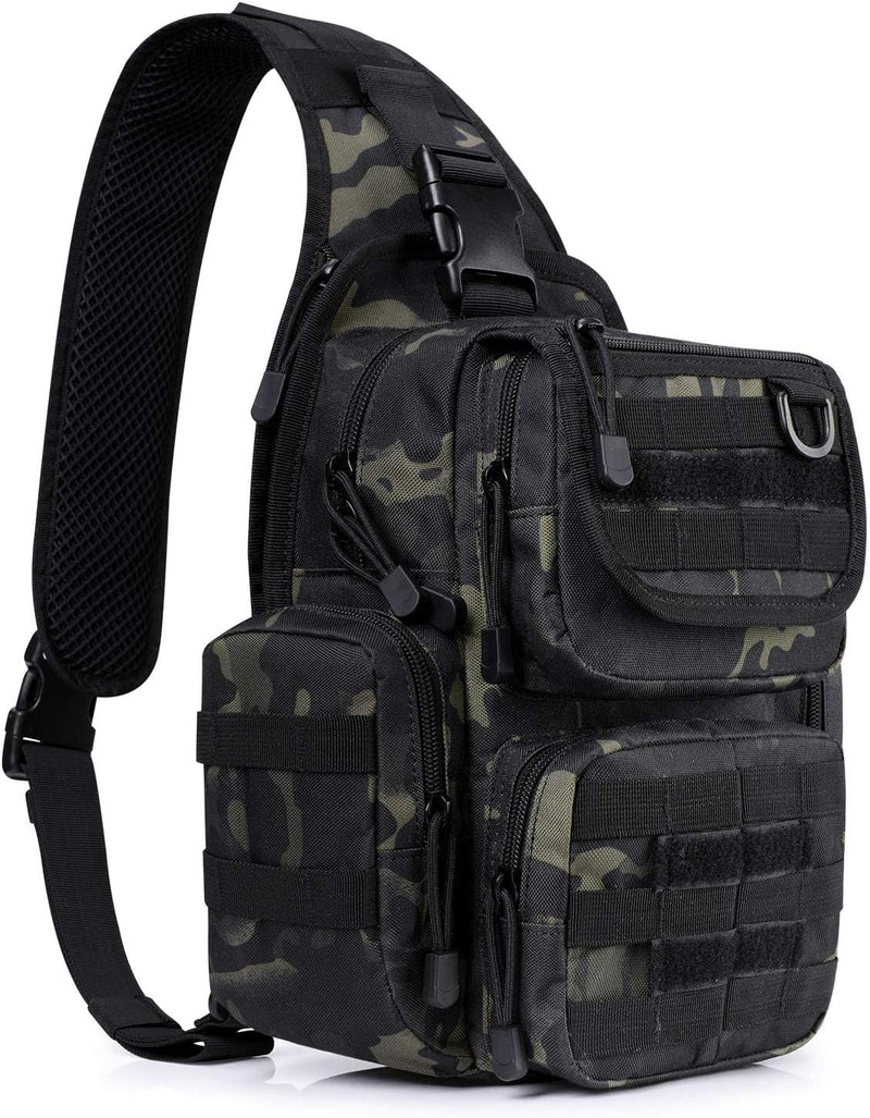 G4Free Tactical EDC Sling Bag Pack with Adjustable Holster Sling Shoulder Assault Range Backpack(Tan)