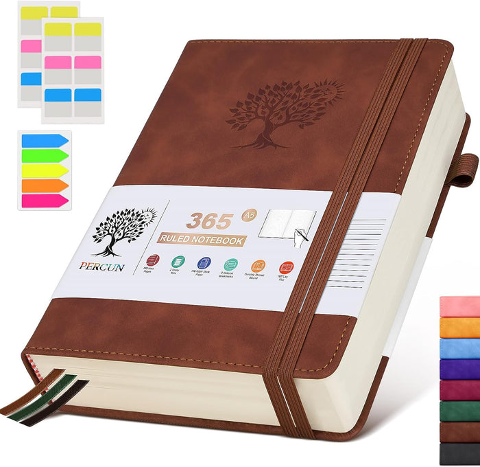 A4 Lined Journal Notebook，365 Page Large Leather Journals for Writing Women Men，Hardcover Notebook with 100Gsm Thick Pages for Travel，Work，School，College Ruled, Daily Diary (8.5" x 11.4")