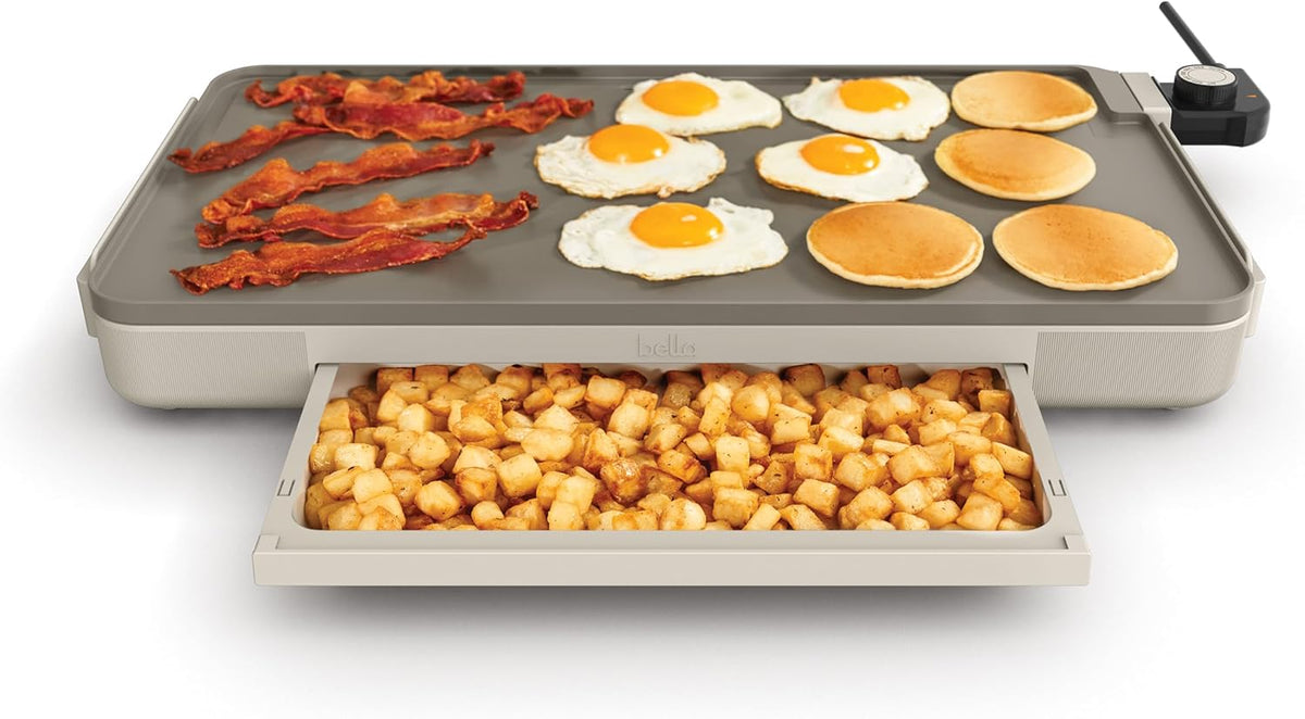 bella XL Electric Ceramic Titanium Griddle, Make 15 Eggs At Once, Healthy-Eco Non-stick Coating, Hassle-Free Clean Up, Large Submersible Cooking Surface, 12" x 22", Copper/Black
