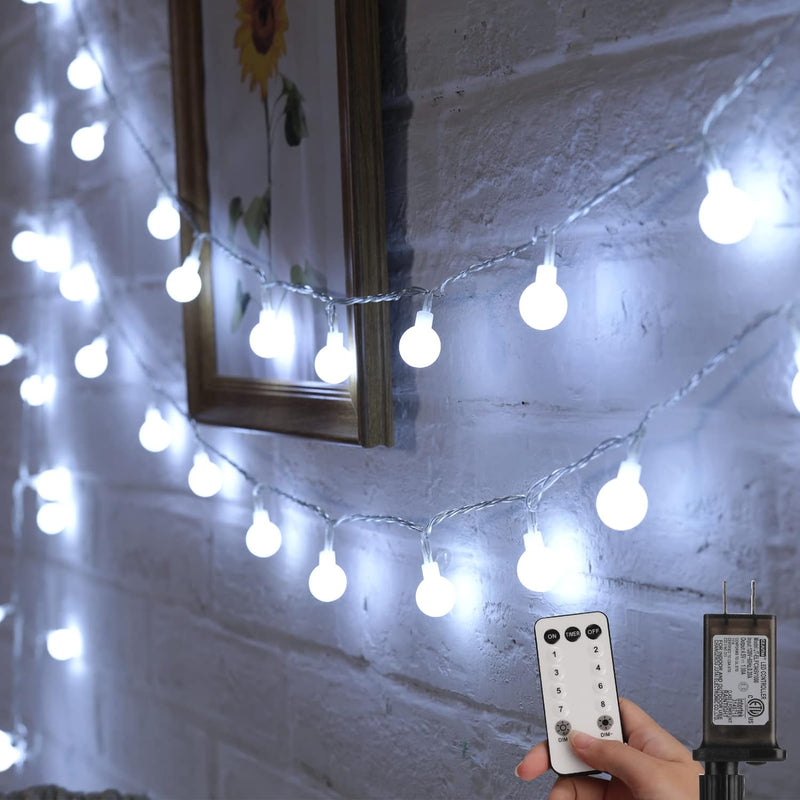 Minetom Globe String Lights, 33 Feet 100 Led Fairy Lights Plug in, 8 Modes with Remote Mini Globe Lights for Indoor Outdoor Bedroom Party Wedding Garden Christmas Tree Decor, Warm White
