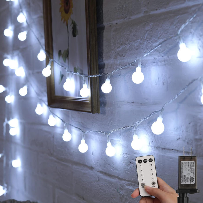 Minetom Globe String Lights, 33 Feet 100 Led Fairy Lights Plug in, 8 Modes with Remote Mini Globe Lights for Indoor Outdoor Bedroom Party Wedding Garden Christmas Tree Decor, Warm White
