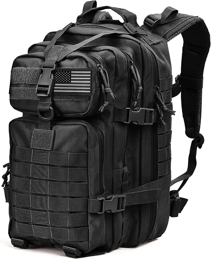 Tru Salute 45L Military Black Tactical Backpack Large Army 3 Day Pack Molle Bug out Bag Rucksack Backpack Military Black