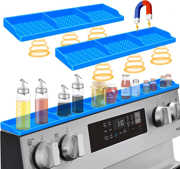 Hydream Stove Top for Silicone Shelf,30 Inch Magnetic Shelf Over the Stove Spice Rack,Kitchen Organizer Magnet Above Stovetop Back of Flat Storage Suctioned-Black