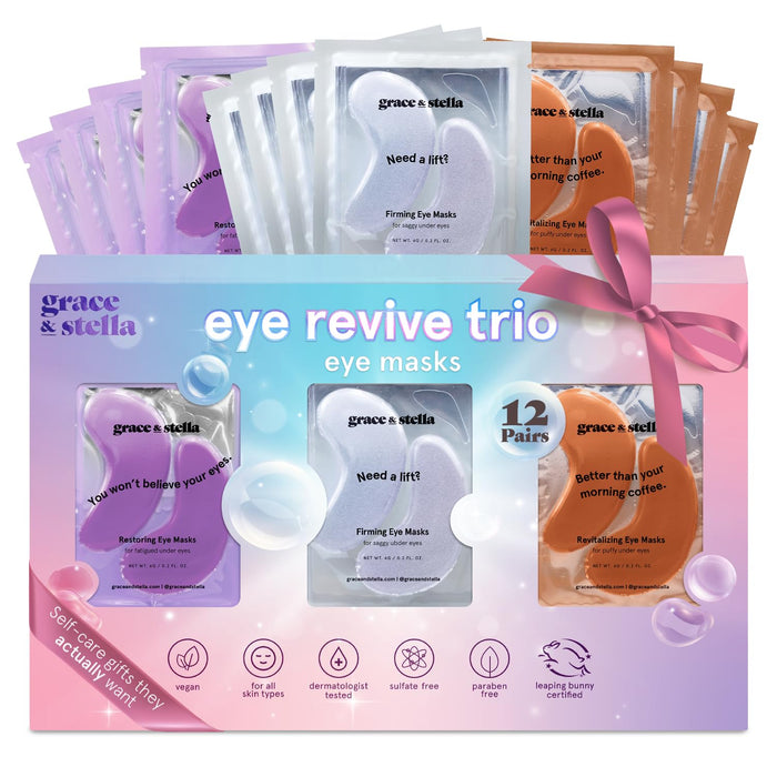 grace & stella Retinol Under Eye Patches for Puffy Eyes and Dark Circles - Restoring Gel Under Eye Masks with Hyaluronic Acid - Vegan Cruelty-Free Skincare, Birthday Gifts for Women (Purple, 24 Pairs)