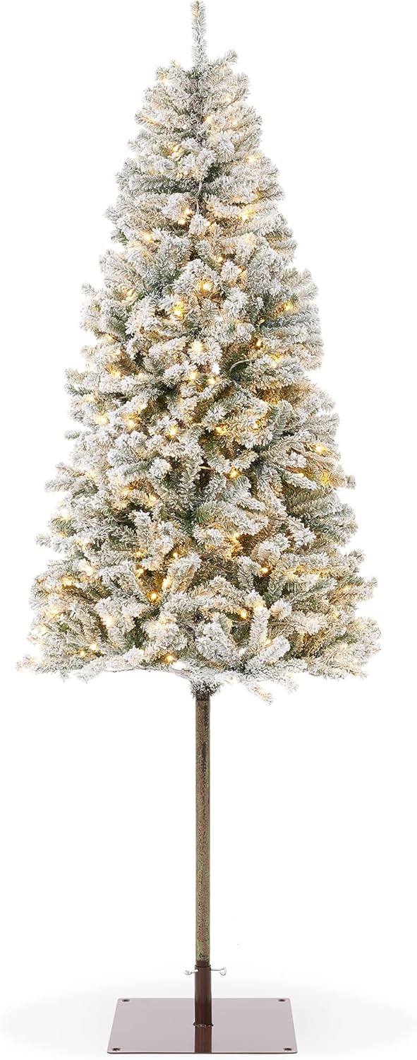 Casafield 6.5FT Pre-Lit Realistic Pencil Alpine Fir Artificial Holiday Christmas Tree with LED Lights and Metal Stand
