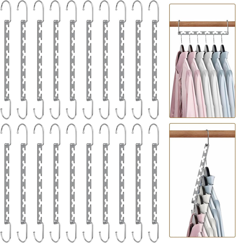 Space Saving Hangers for Clothes 6 Pack, Sturdy Metal Hangers Wardrobe Organizer, Magic Cascading Hanger, Closet Space Saver Closet Organizers and Storage