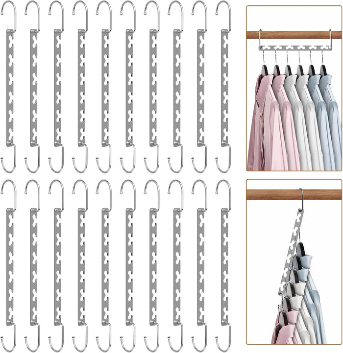 Space Saving Hangers for Clothes 6 Pack, Sturdy Metal Hangers Wardrobe Organizer, Magic Cascading Hanger, Closet Space Saver Closet Organizers and Storage