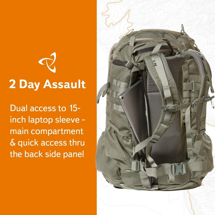 Mystery Ranch 2 Day Backpack – Tactical Daypack with Easy Access & Padded Computer Sleeve – Foliage, S/M