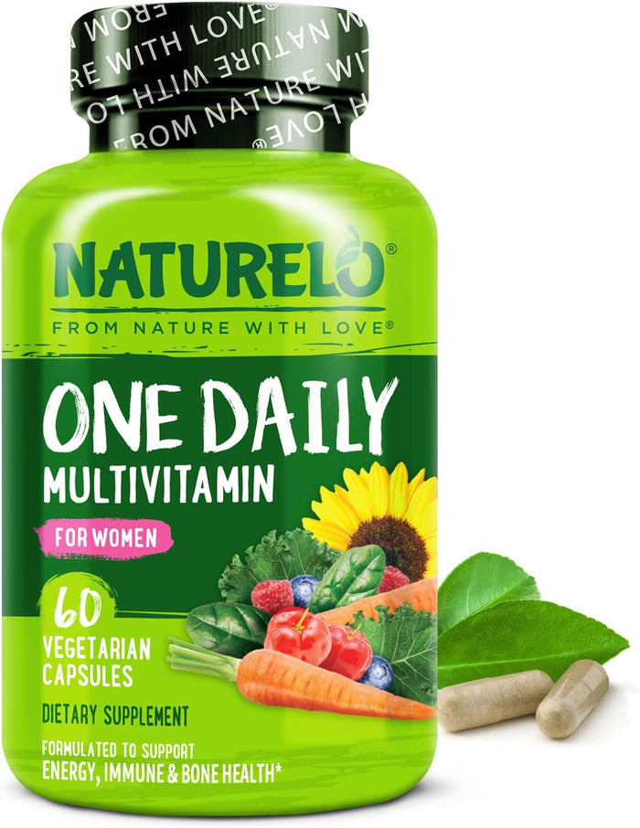 NATURELO One Daily Multivitamin for Women - Energy Support - Whole Food Supplement to Nourish Hair, Skin, Nails - Non-GMO - No Soy - Gluten Free - 120 Capsules - 4 Month Supply