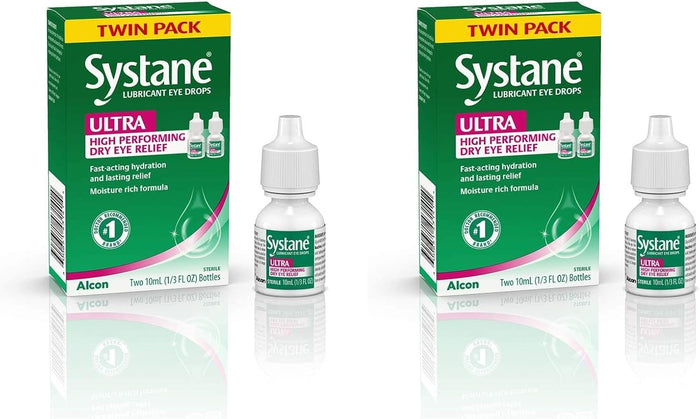 Systane Ultra Lubricant Eye Drops, Artificial Tears for Dry Eye, Twin Pack, 10-mL Each