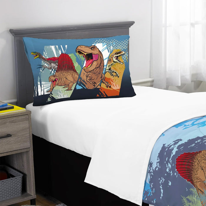 Jurassic World Bedding Set - Bundle with Dinosaur Bedspread for Twin Bed Plus Pillowcase, Stickers, More | Jurassic World Dinosaur Bedroom Decor for Boys