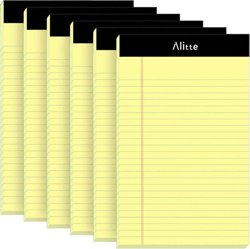 Yellow Legal Notepads 5x8, Pack of 12 - Perforated Narrow Ruled Writing Pad - Premium Thick Paper, No Ink Bleeding - Blank Legal Pads For Home, Office, School, Business - 50 Sheets Per Notebook