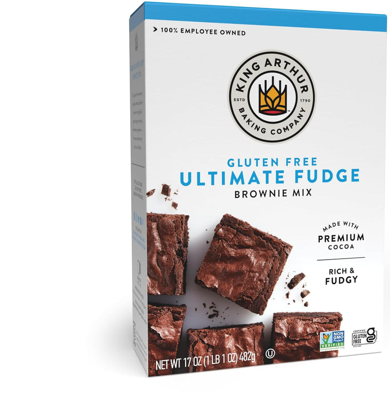 King Arthur Gluten Free Fudge Brownie Mix: Rich, Chocolatey Dessert for Celiac and Non-GMO Diets - Certified Kosher Baking Mix, Easy to Prepare, 17 oz Box for Delicious Homemade Brownies