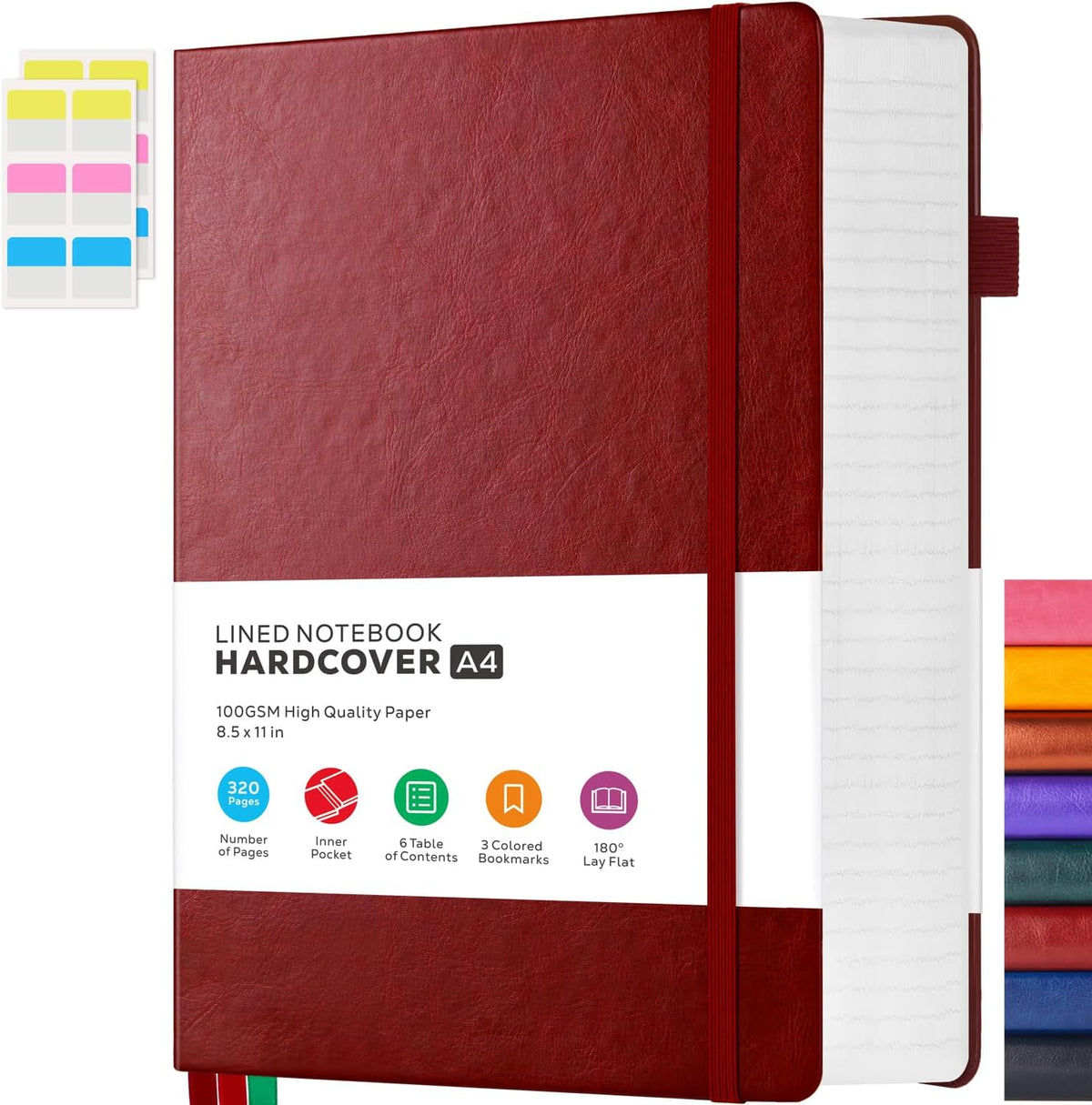 A4 Hardcover Notebook, Large 8.5 x 11 Notebook Journals for Writing Note Taking Women & Men, 320 Pages Hardcover Work Notebook Journal Notepad Writing Pads, Orange